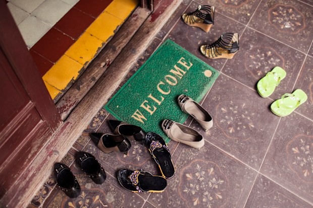 Shoes left outside front door