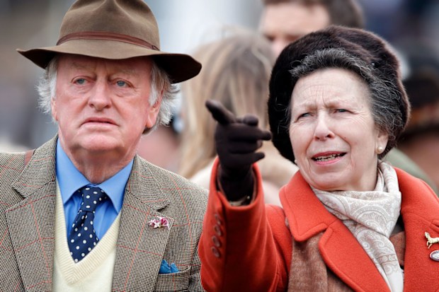 Andrew Parker-Bowles and Princess Anne at the 2020 Cheltenham Festival.