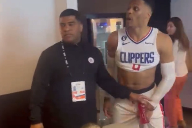 Russell Westbrook was held back by security after confronting an abusive fan following the Clippers' win