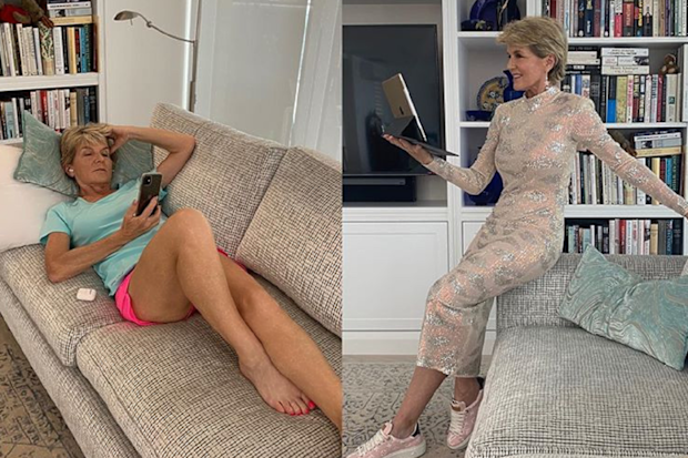Julie Bishop working from home.