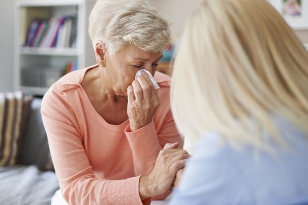 Woman speaking to her mother