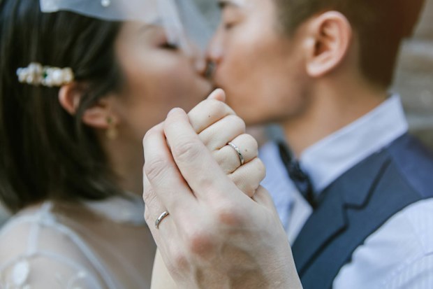 Bride and groom in Beijing, China.