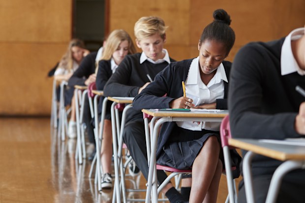 Students sitting final school exams.