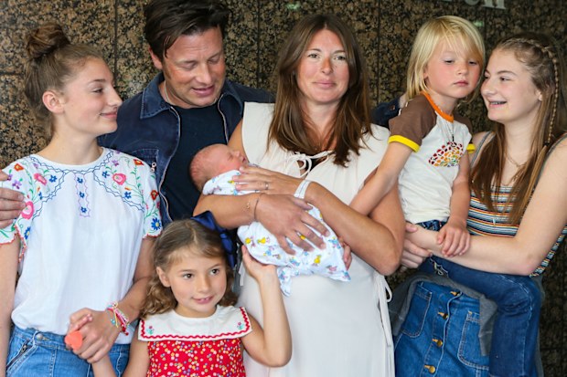 Jamie Oliver and family