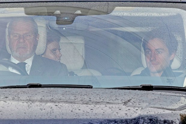 Princess Beatrice and Edo leaving Prince Andrew's residence in Windsor