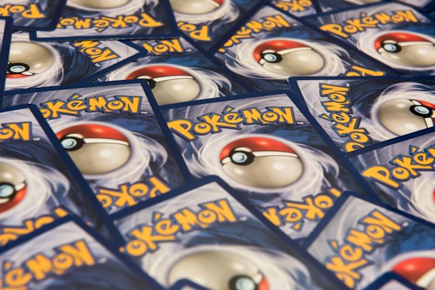 Pokemon cards laid out with the logo facing out.