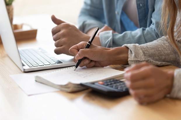 couple paying bills