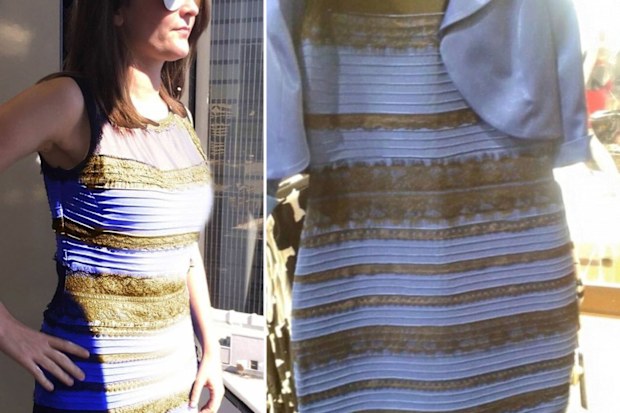 The dress in two different types of light (left) and the original photo (right) which caused so much debate.