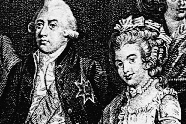Illustration depicting King George III (1738-1829) with his Consort Charlotte Sophia (1744-1818) and their family, including King George VI (1762-1830). Dated 19th Century. (Photo by: Universal History Archive/Universal Images Group via Getty Images)