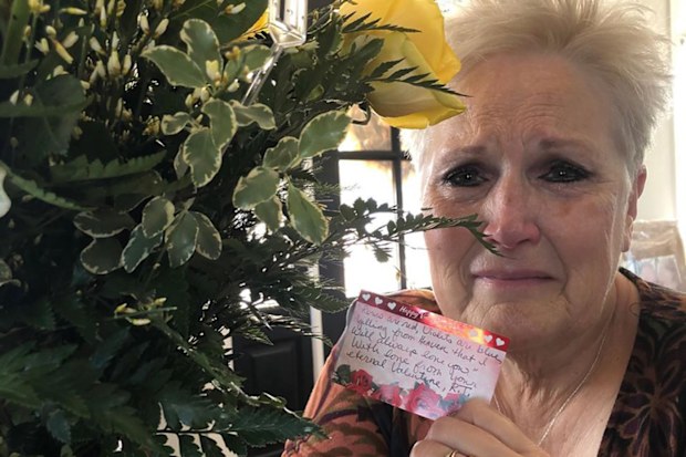 Debra received flowers from her late husband Randy, who passed away in December.