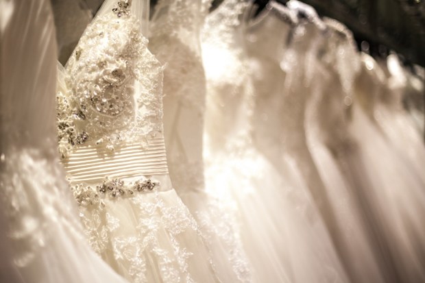Bride shopping for wedding dress