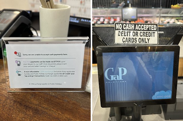 The cashless signs were all over Hamilton Island.