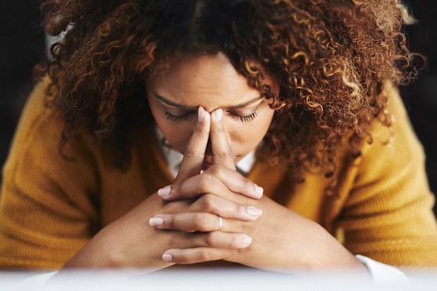 Stressed-out woman at work