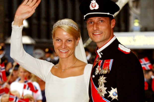 Crown Prince Haakon and Princess Mette-Marit on their wedding day, 2001.