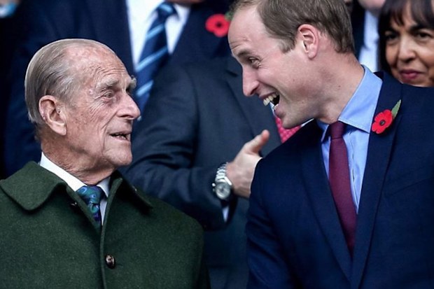 Prince Philip and Prince William share a laugh