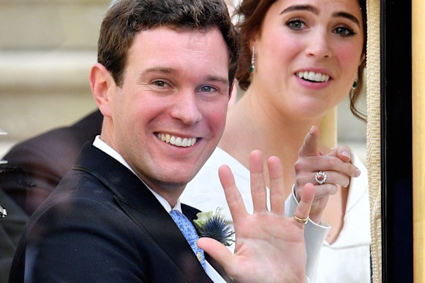 Jack Brooksbank and Princess Eugenie on their wedding day, October 2018