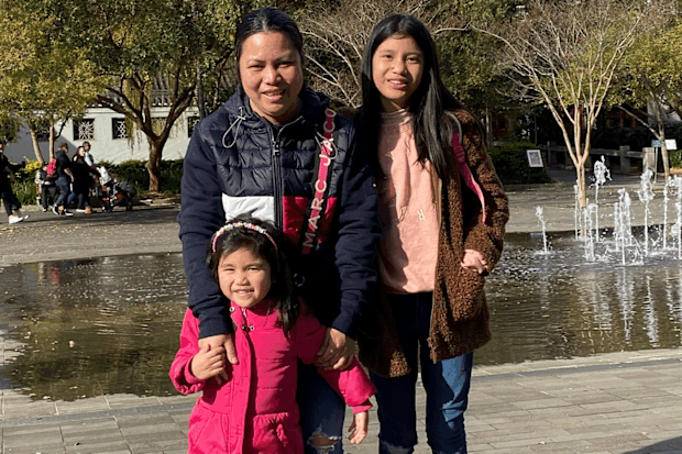 Josie with eldest daughter Glenzzy, 12, and Zoe, four. 