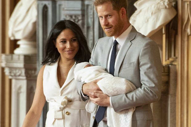 Prince Harry and Meghan Markle with royal baby
