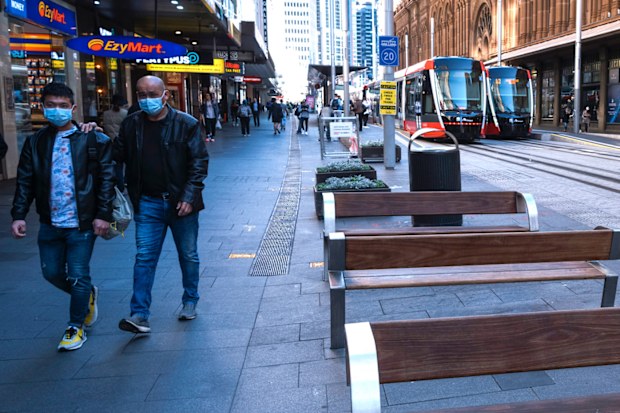 An empty Sydney CBD during lunchtime
