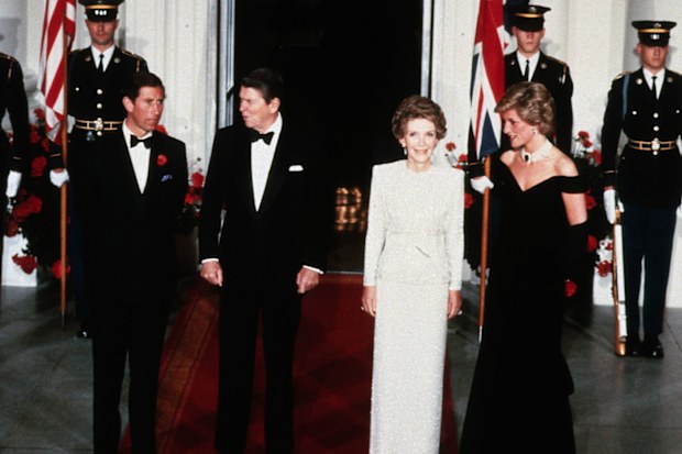 The Prince and Princess of Wales with then-US President Ronald Reagan and First Lady Nancy Reagan in 1985.