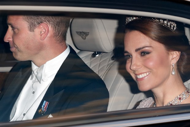 Prince William and Kate Middleton in a car