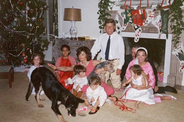 Jackie Kennedy, Lee Radziwill and their families have Christmas at the White House, 1962.