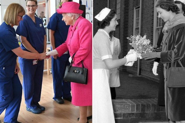 Queen Elizabeth with the NHS through the years