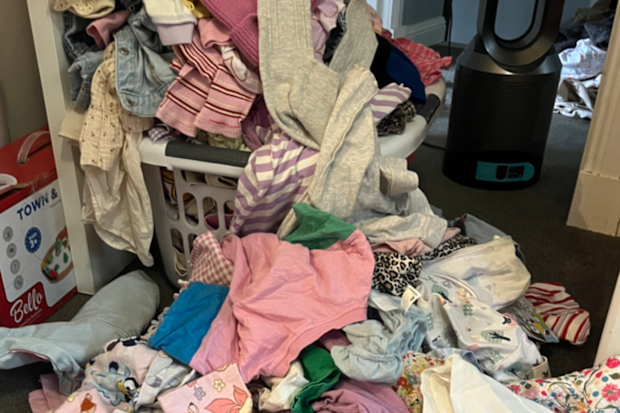Mum Amy shares one of her never ending piles of clean washing