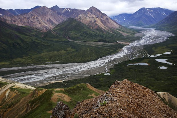 A view of the Teklanika River, which Christopher McCandless was unable to re-cross to get out of the wild because the river was running fast and high.