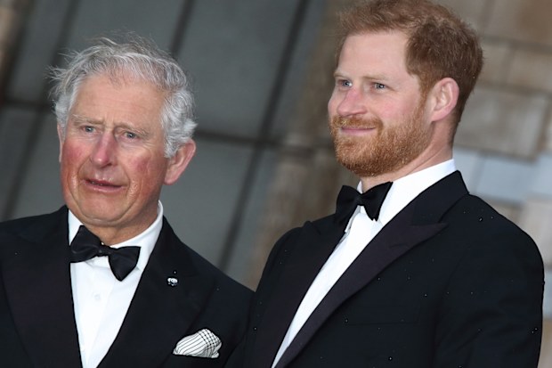 Prince Harry with HRH Prince Charles at the World Premiere of Netflix's Our Planet at the Natural History Museum, Kensington in 2019.