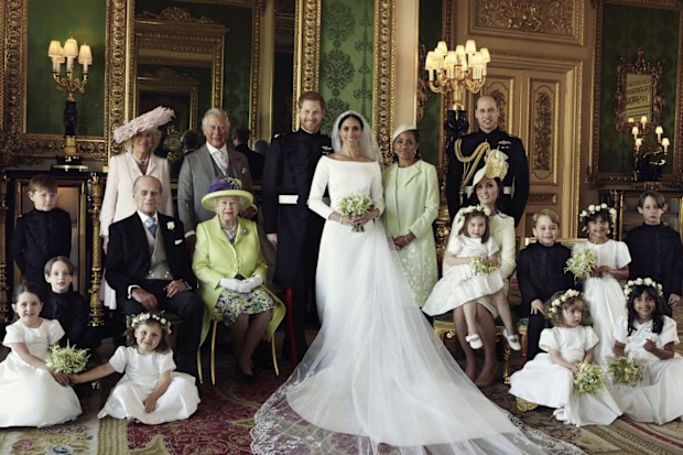 Meghan Markle and Prince Harry's royal wedding official family portrait at Windsor Castle.