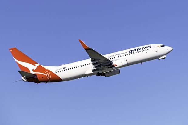 Qantas plane in the sky