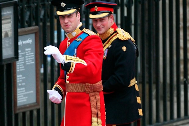 Britain's Prince William and Prince Harry arrive at Westminster Abbey in central London for the Royal Wedding 2011