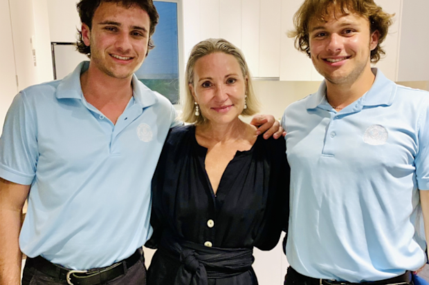 Monique van Tulder with her two adult sons.
