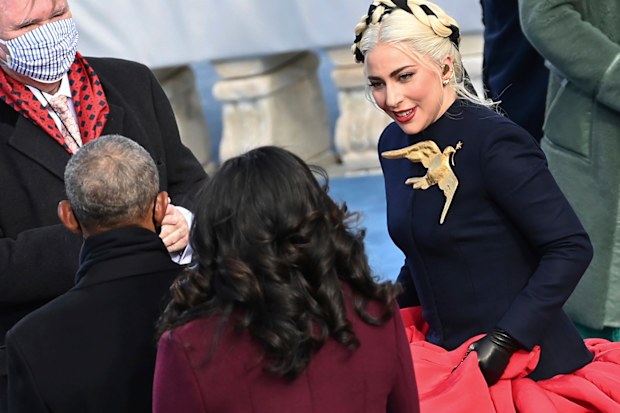 Lady Gaga talks to Michelle Obama at Joe Biden's inauguration