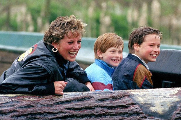 Diana, Princess Of Wales, Prince William And Prince Harry Visit 'Thorpe Park' Amusement Park.