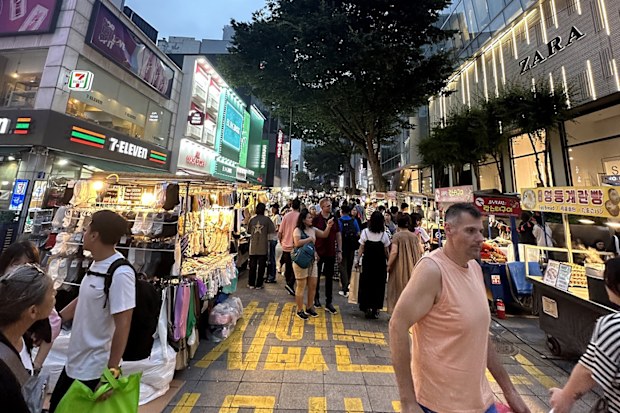 The busy streets of Myeong-Dong in Seoul, South Korea.