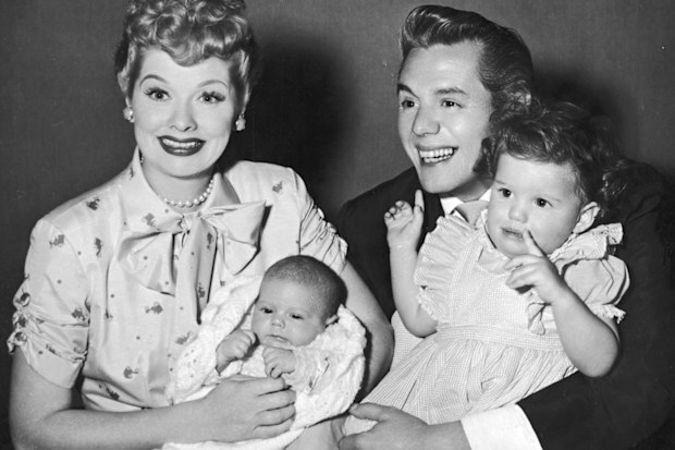 Lucille Ball and Desi Arnaz with their two children.