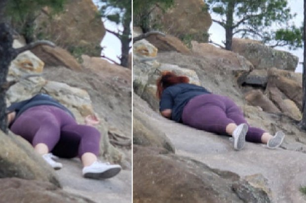 Leggings woman on hill