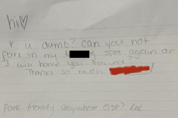 neighbourhood note parking dispute Reddit