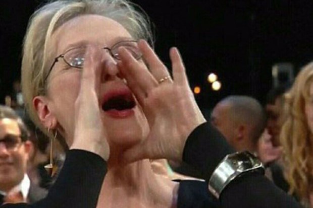 Meryl Streep cheering at the SAG Awards