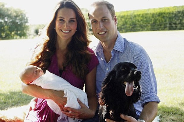 Duke and Duchess of Cambridge with Lupo and Prince George