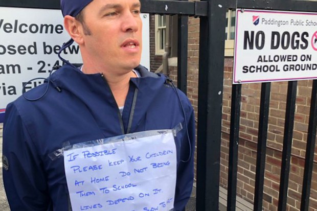 Doctor protests school openings amid coronavirus.