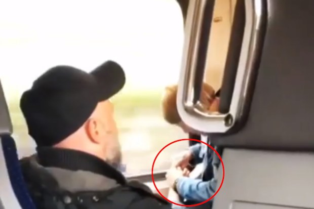 Woman clips man's toenails on public train, Passenger Shaming viral video