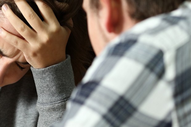 Sad couple during fight