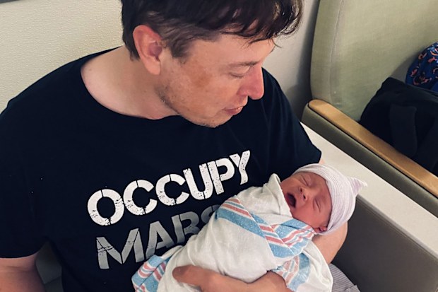 Elon Musk and newborn son