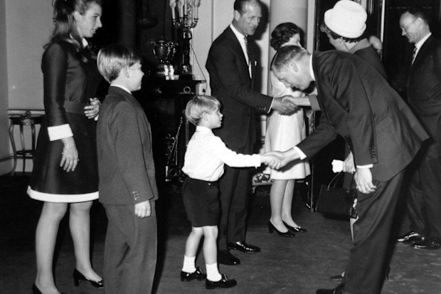 Prince Edward meets Neil Armstrong at Buckingham Palace, 1969.