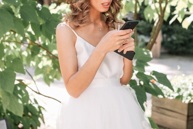 Bride with phone