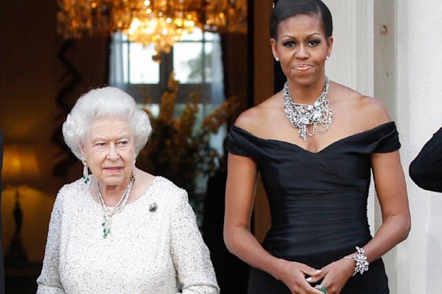 Former US First Lady Michelle Obama and Queen Elizabeth.