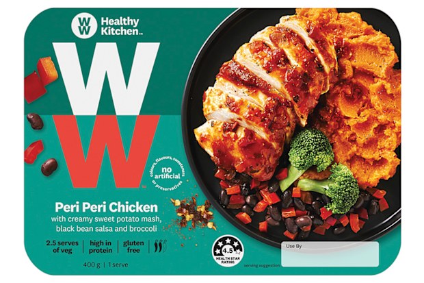 WW Healthy Kitchen Peri Peri Chicken with Creamy Sweet Potato Mash, Black Bean Salsa and Broccoli